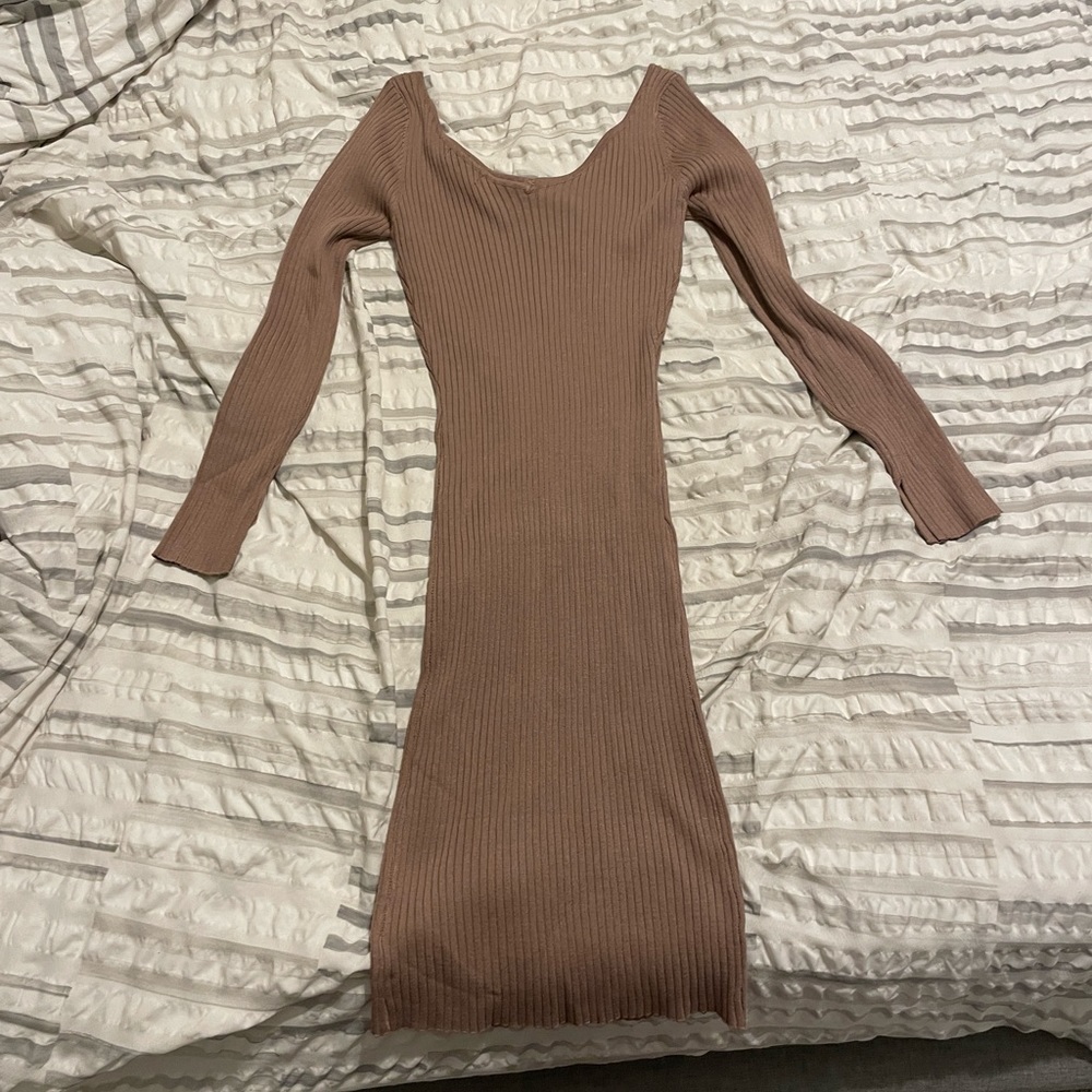 Pink blush maternity ribbed midi dress